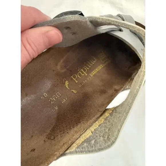 Birkenstock Papillio Pisa Silver Woven Slide On Sandals Sz 40/9 GS - Picture 6 of 7